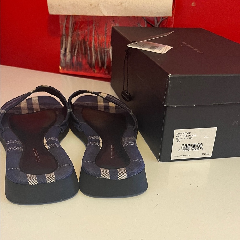 Preowned Burberry Blue Plaid Women's Sandals - Picture 11 of 11